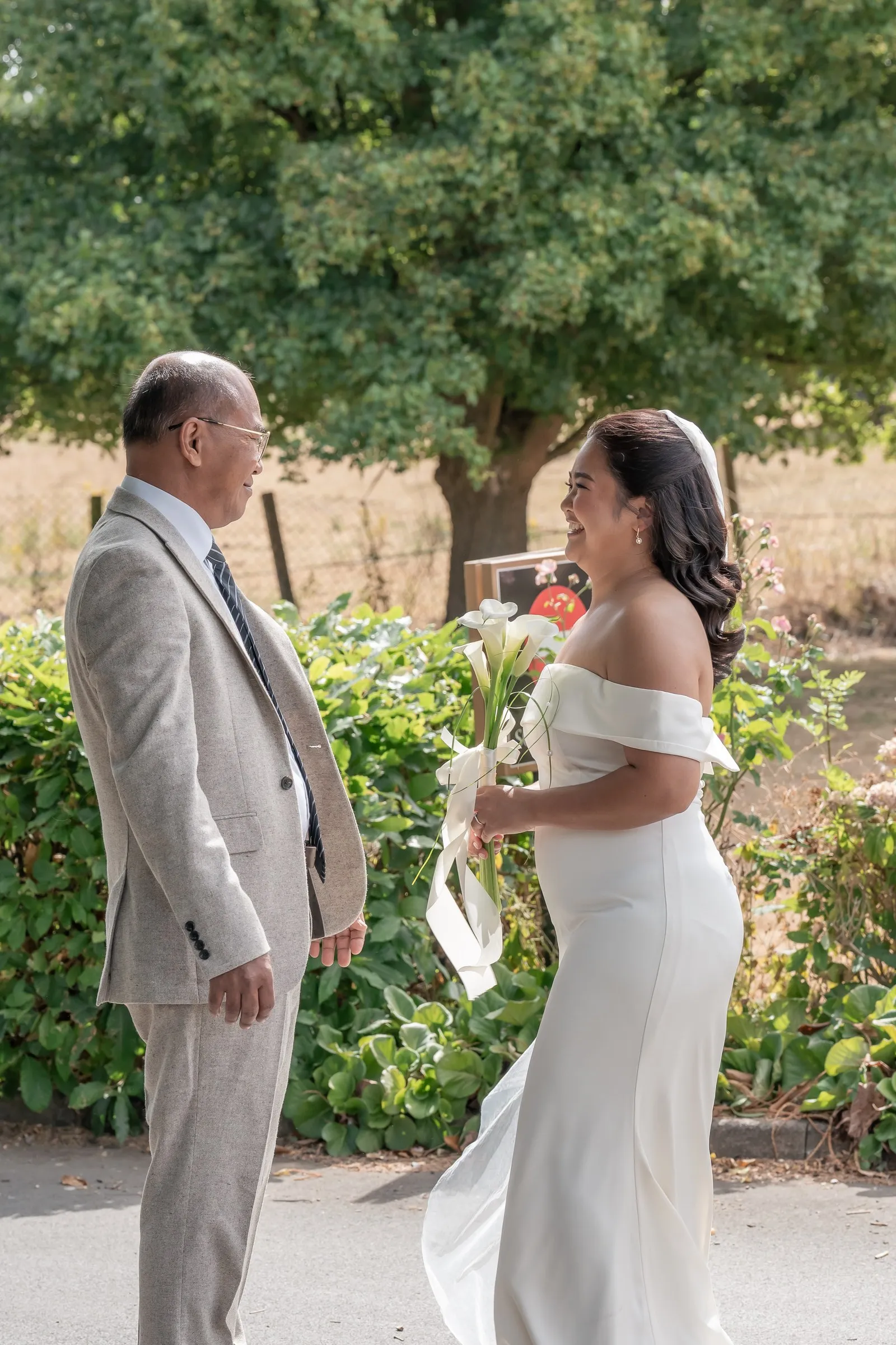 Mathelle's first look with her dad in the garden